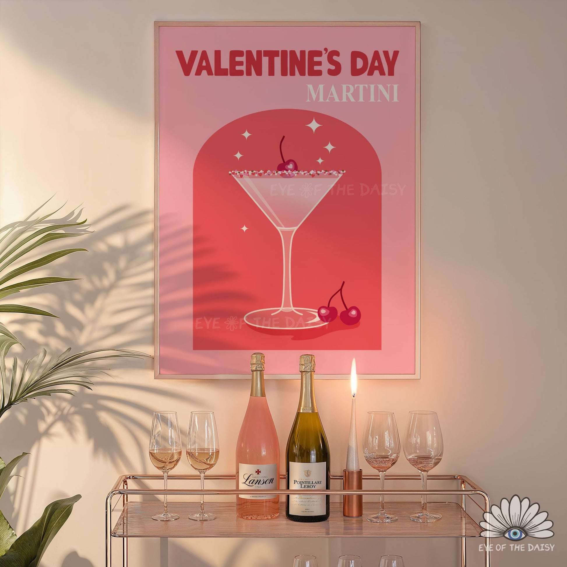 High resolution Valentine’s Day Martini printable wall art, girly and feminine drink print for Valentine’s Day or Galentine’s Day