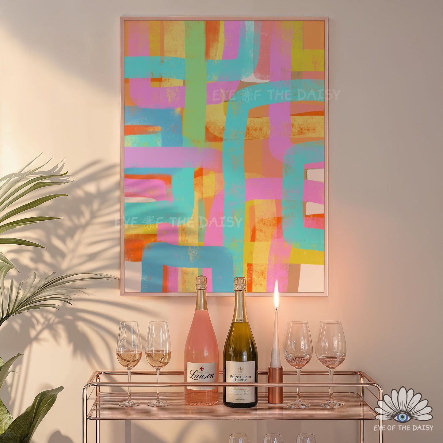 Vibrant colourful abstract printable wall art, bold contemporary statement wall art digital download