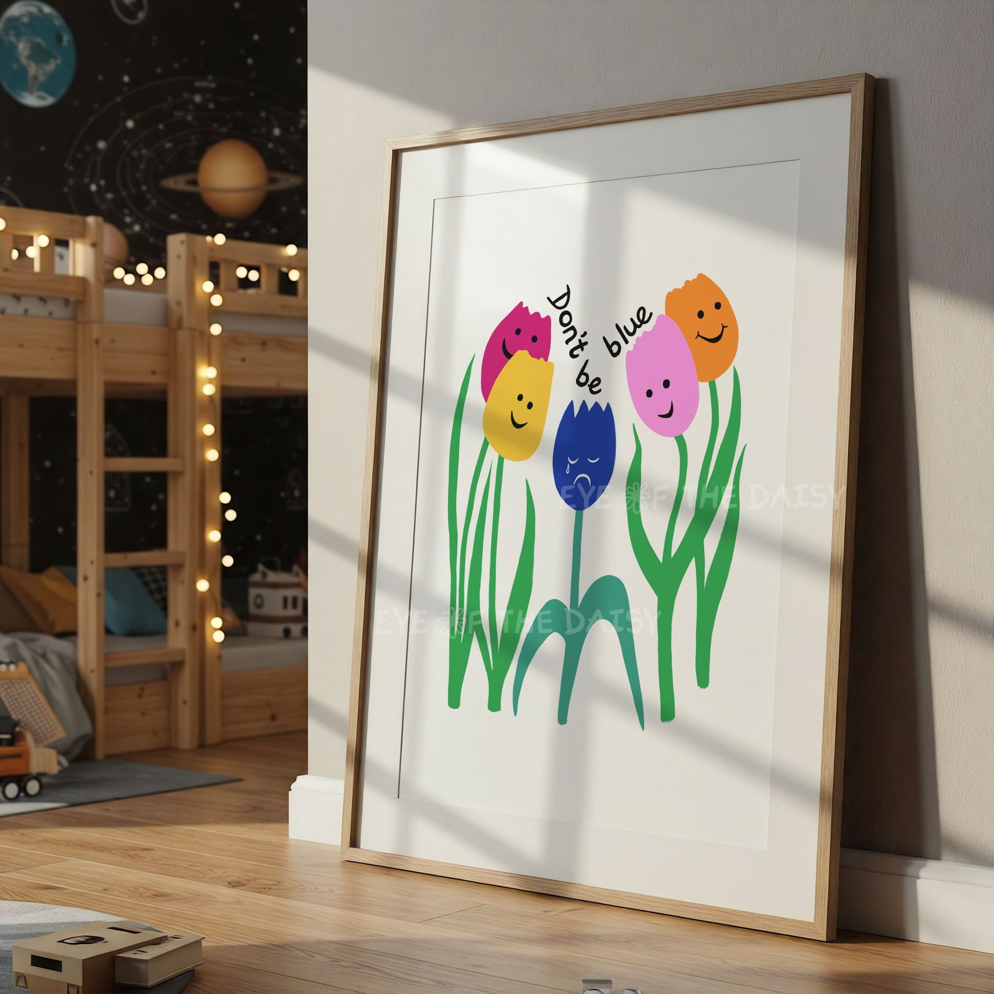 Colourful tulip wall art – positivity print for kids, downloadable art for children's room or playful inspirational decor