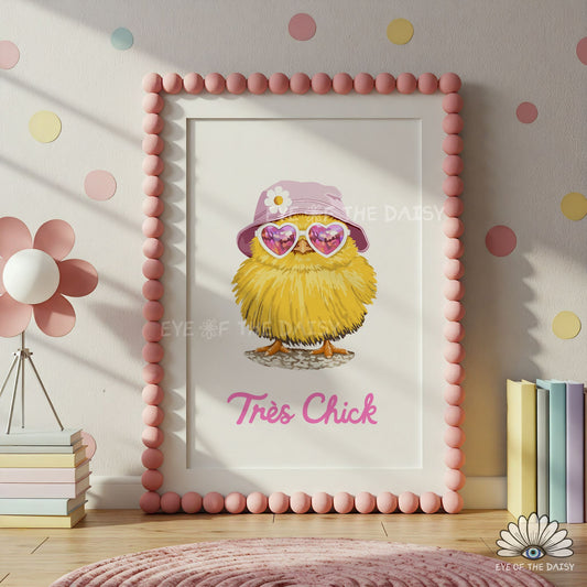 Funny Cute Chick Printable Wall Art | Fashion Spring Chick Print | Whimsical Easter Decor
