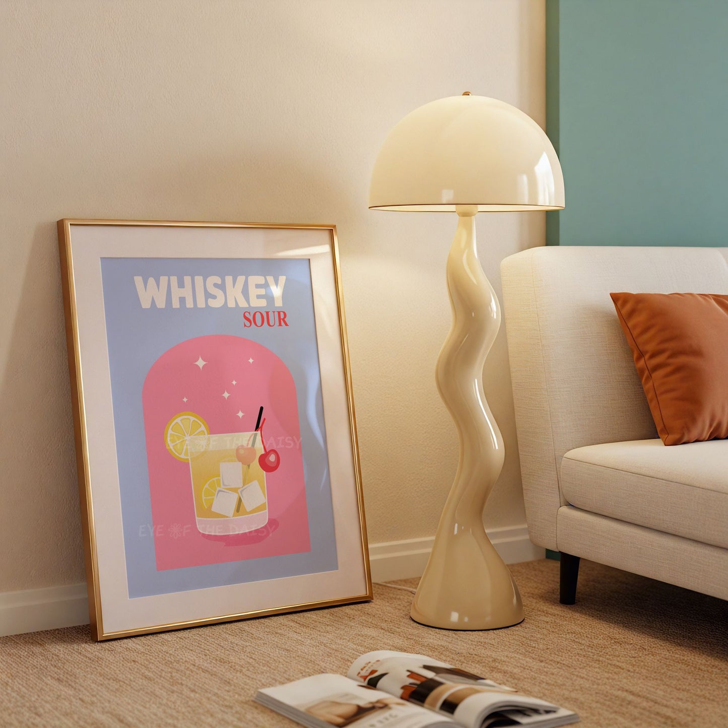 Set of 6 Retro Cocktail Digital Prints | Colourful Bar Cart Printable Wall Art