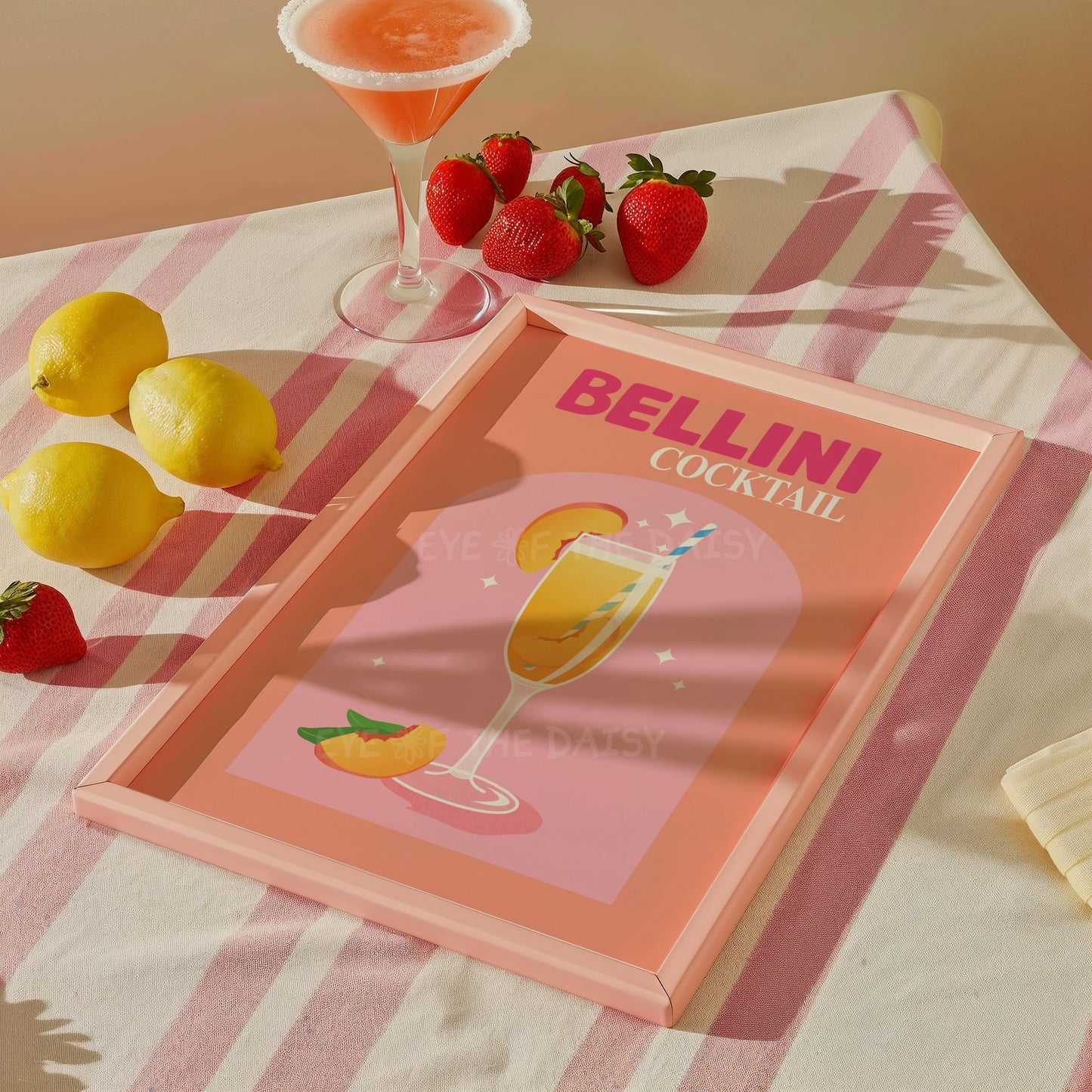 Vibrant Bellini cocktail printable wall art – retro downloadable poster, perfect party decor or cocktail sign for dorm rooms or brunch events