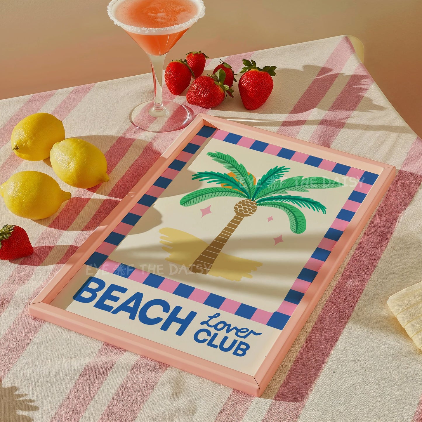 Vibrant Beach Lover Club printable poster – fun digital download art print, perfect summer beach wall decor for college room