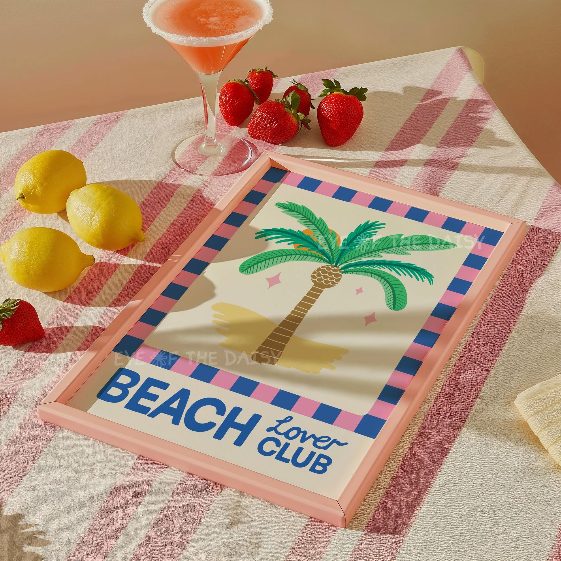 Vibrant Beach Lover Club printable poster – fun digital download art print, perfect summer beach wall decor for college room