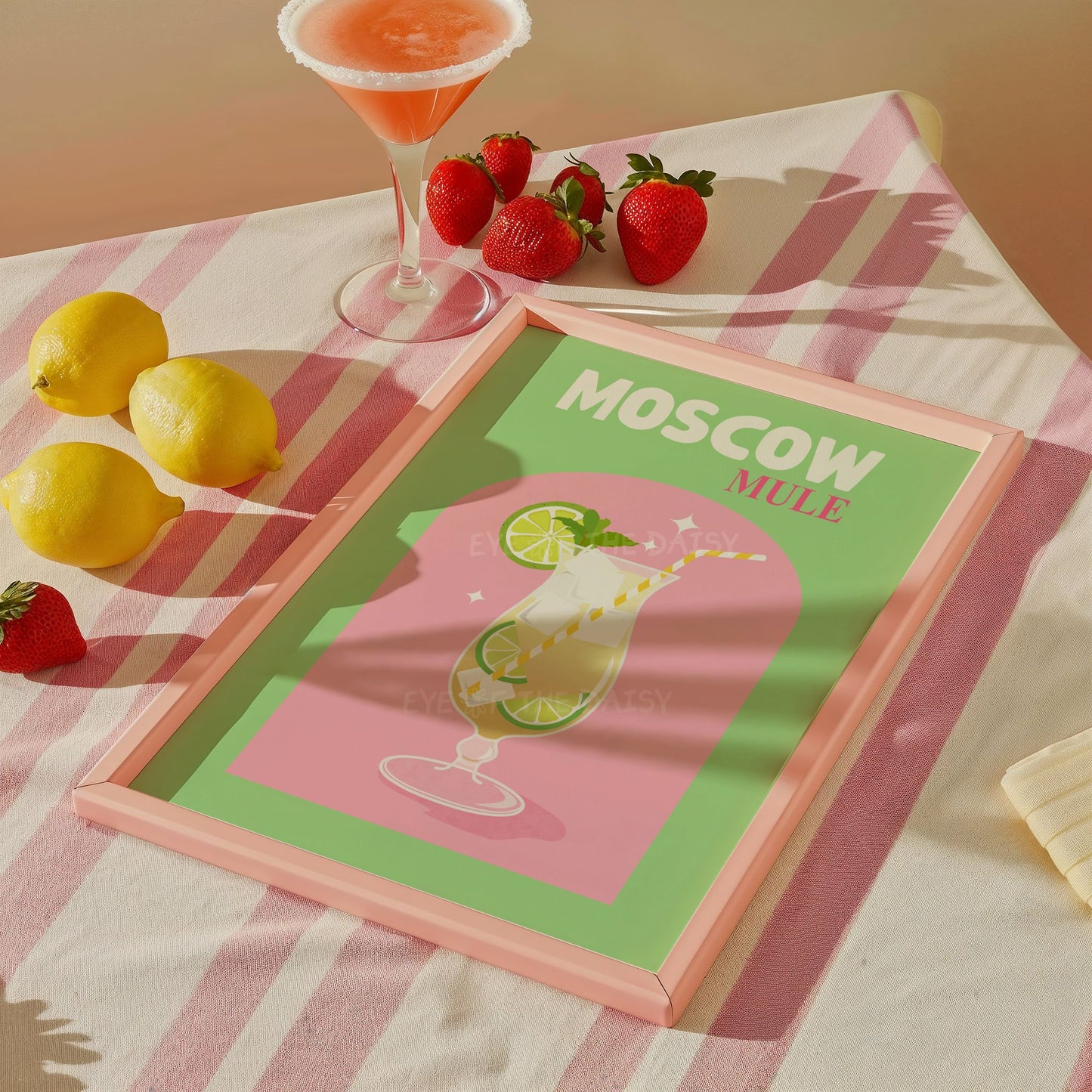 Moscow Mule printable art – colorful retro kitchen wall decor, downloadable cocktail print for modern or funky interiors