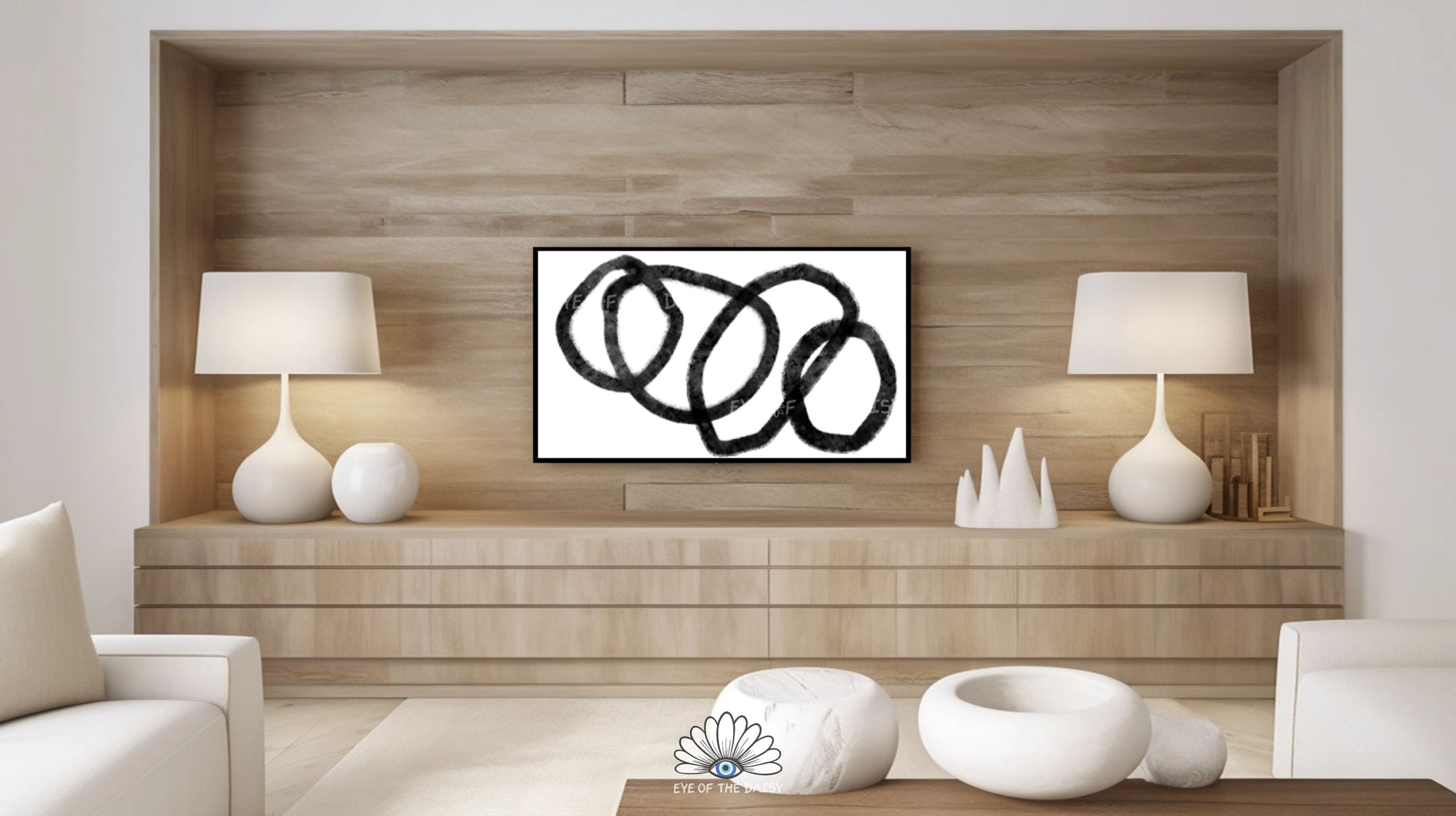 Abstract black and white screensaver art 4K TV art for modern home office or living room decor
