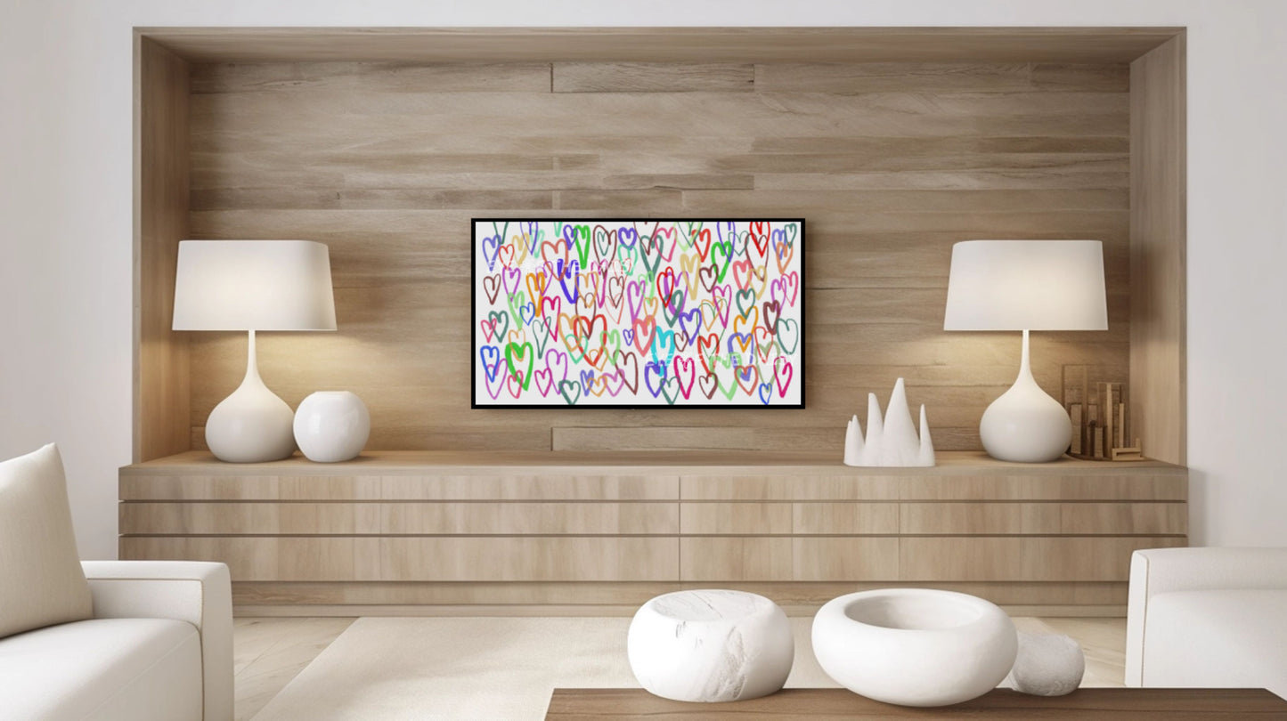 Graffiti Hearts Contemporary 4K TV Art | Colourful Abstract Hearts Digital Painting TV Art