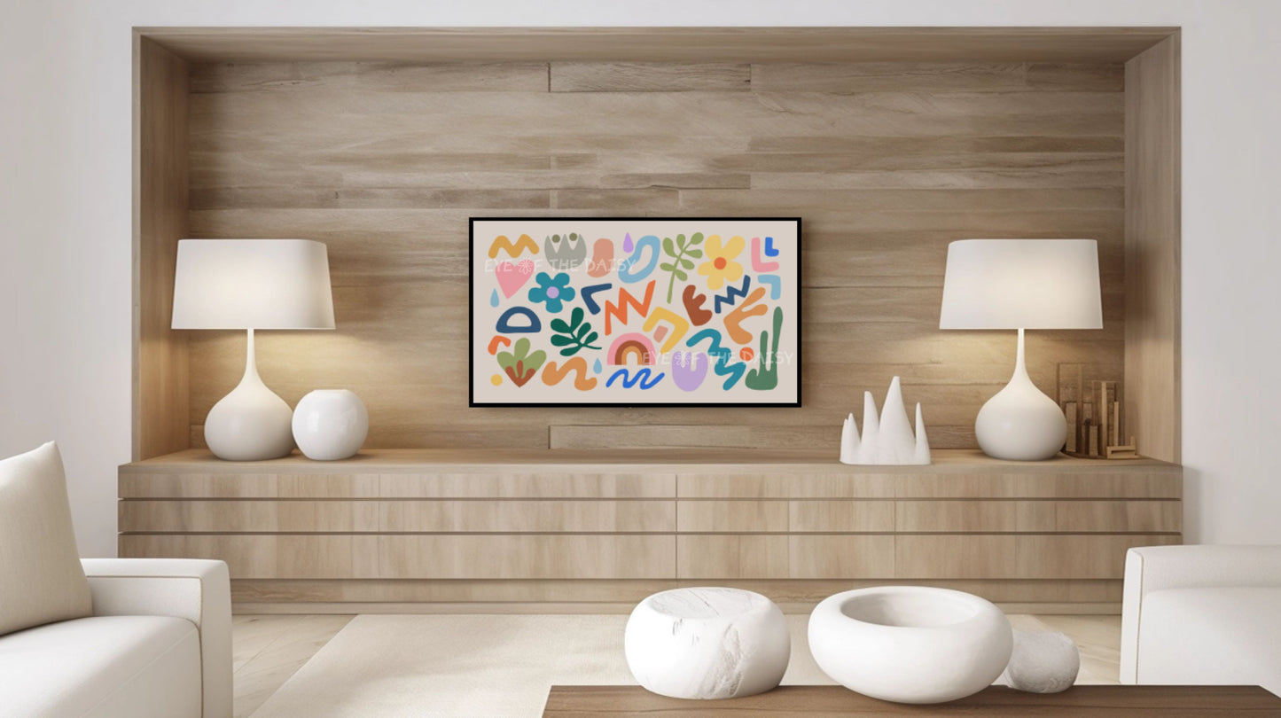 Colourful Abstract Cut-Out Shapes 4K TV Art | Vibrant Contemporary Modern TV Art 4K