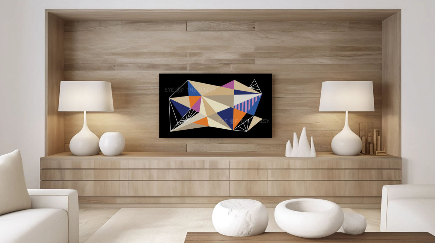 Black Orange Purple Blue Contemporary Abstract 4K TV Art | Mid Century Modern TV Art 4K