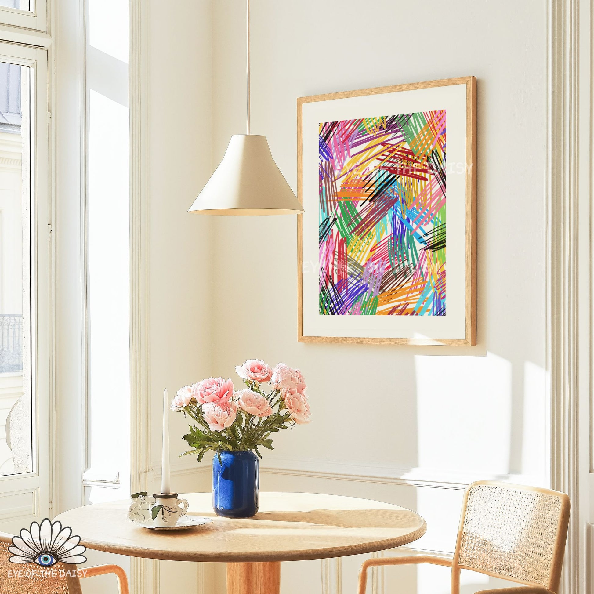 Bright colorful modern abstract art print, digital download, ideal for contemporary apartments, offices, or dopamine decor interiors