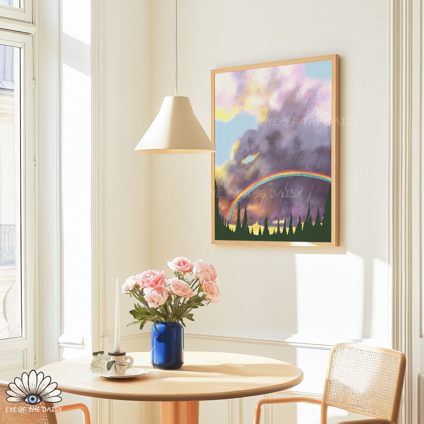 Sunset Rainbow Clouds Print Digital Download | Boho Abstract Landscape Printable Wall Art