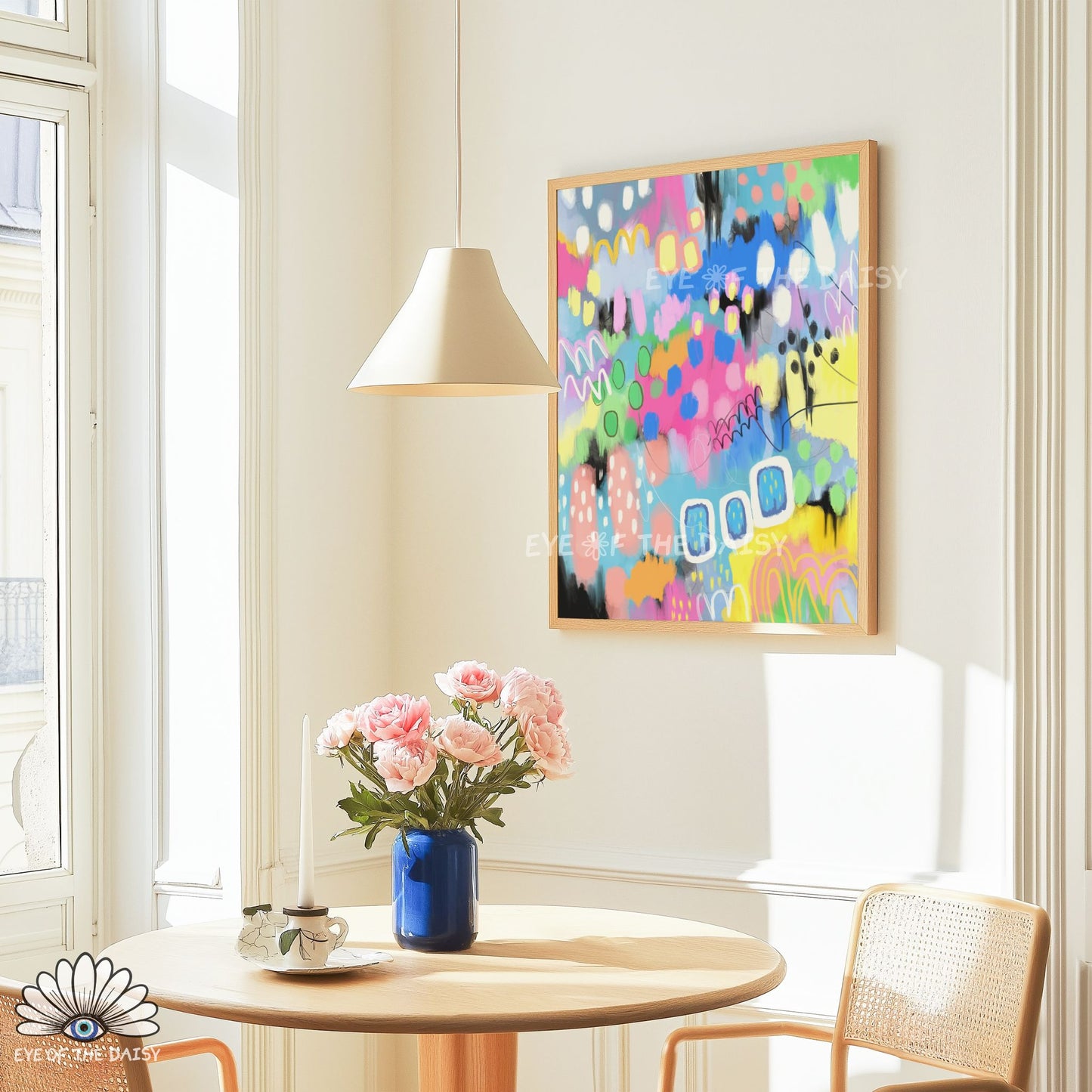Maximalist colourful printable wall art, modern apartment gallery wall print