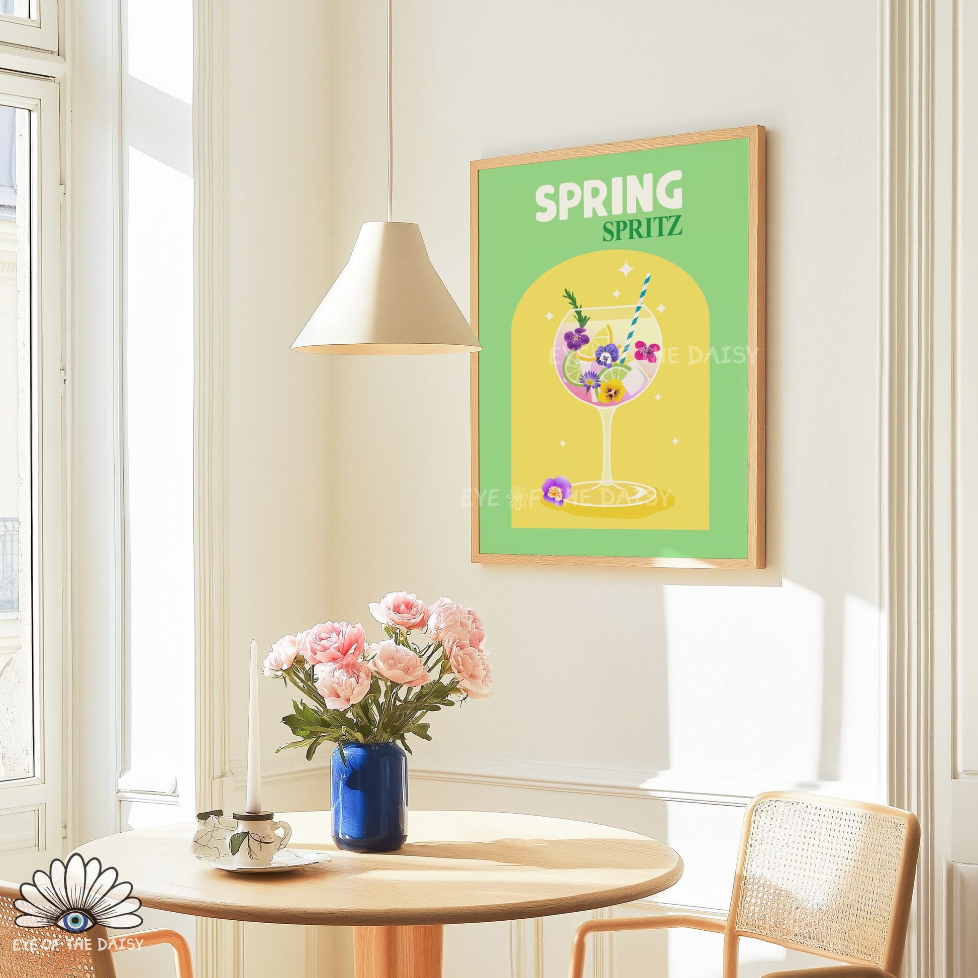Easter party cocktail poster, Spring Spritz wall art printable - cocktail poster for Spring kitchen decor
