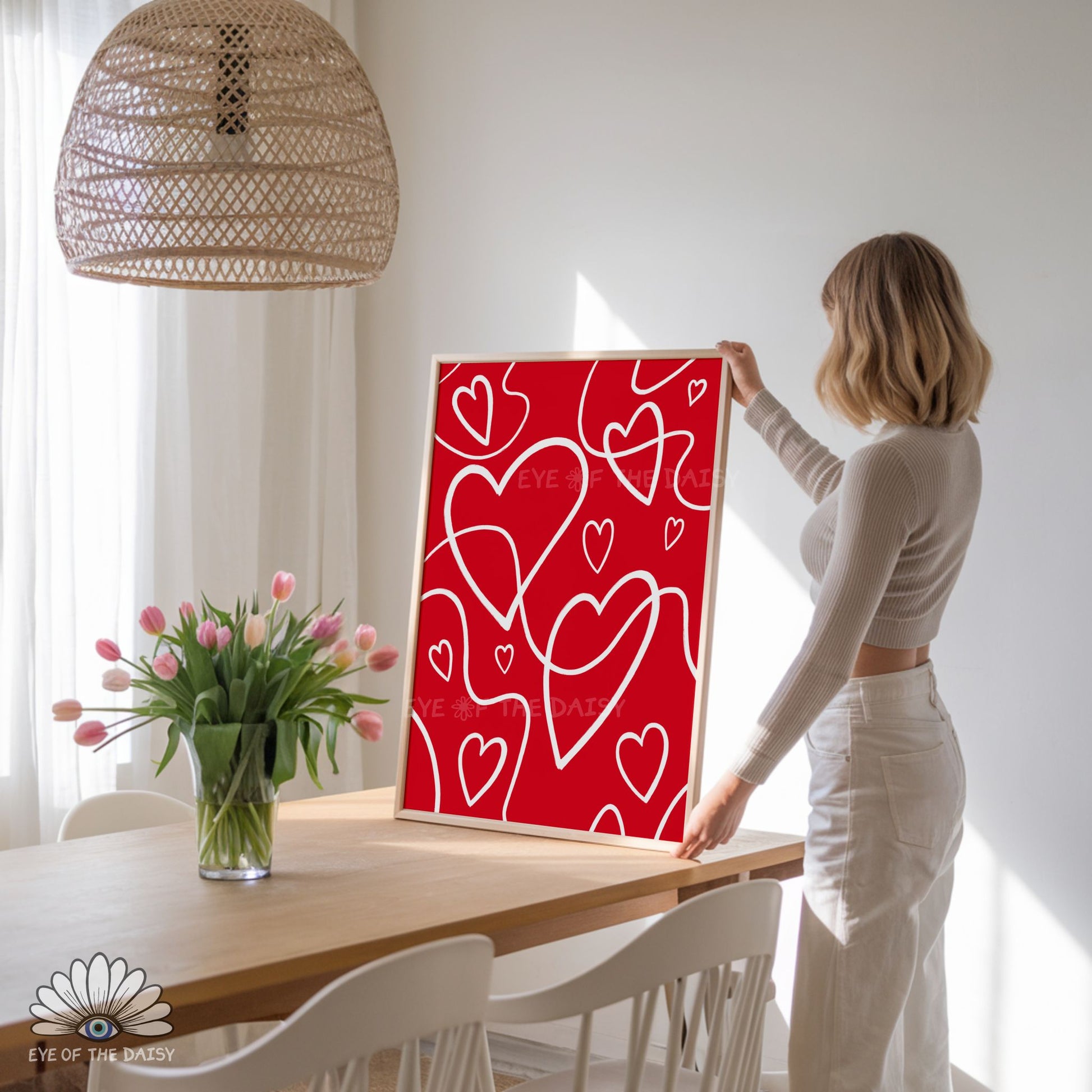 High resolution white line art hearts downloadable art, contemporary, eclectic and dopamine decor for college rooms