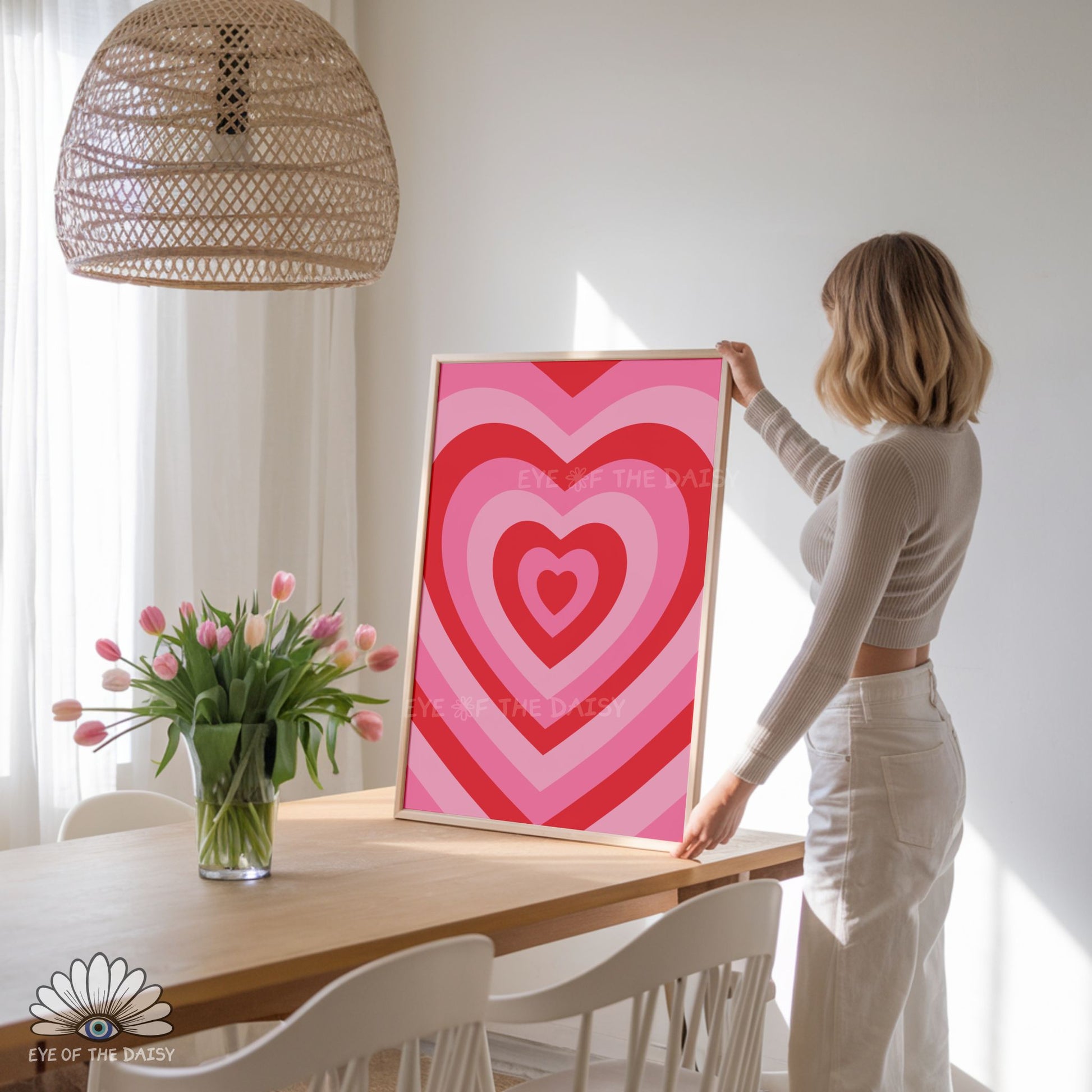 70s Retro heart poster gallery wall print, trendy downloadable art for bedrooms and trendy apartment decor