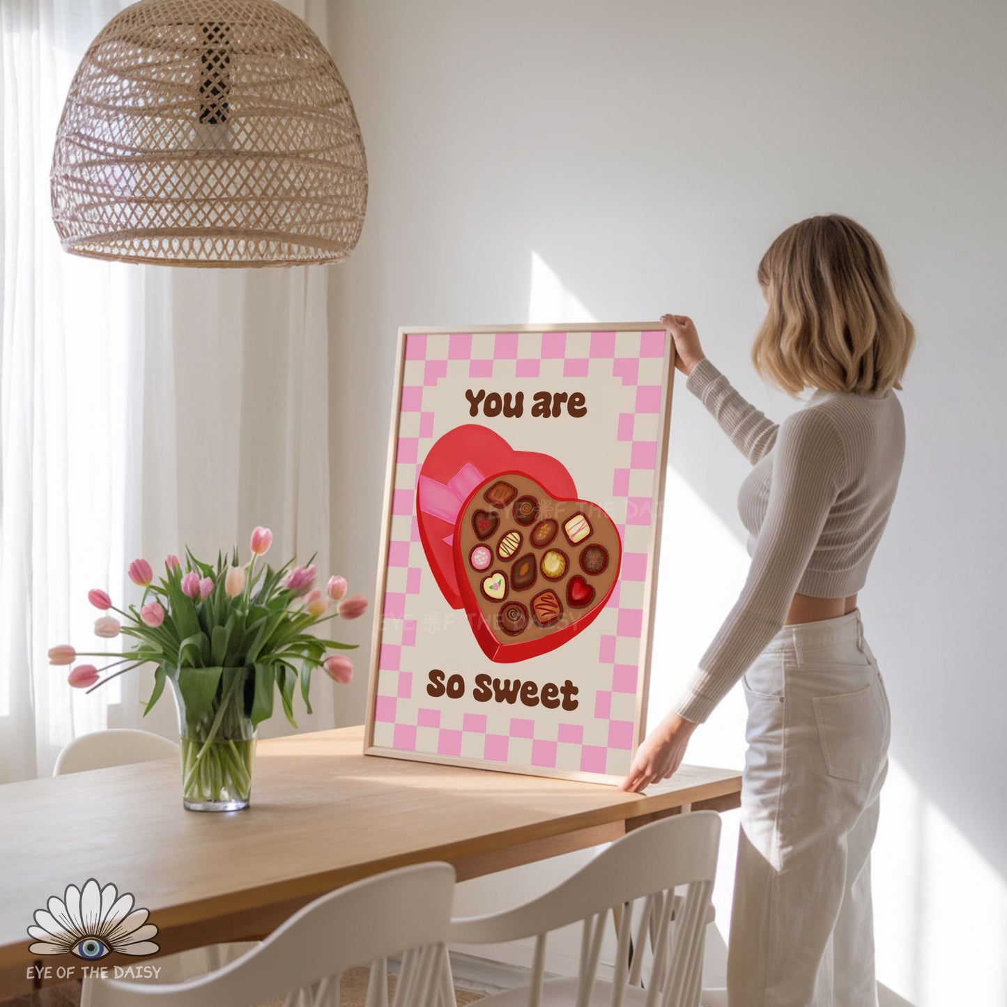 High resolution Valentine’s Day decor digital download, retro heart chocolate box art print with fun typography